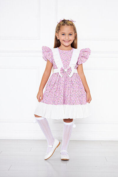 Moda Lippa Rochie de fetiță cu model de flori roz