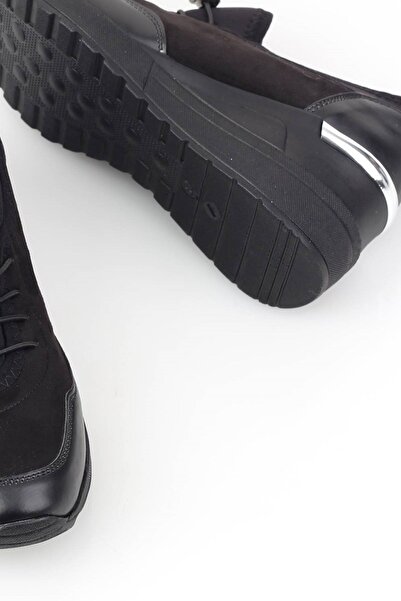 Modabuymus Flexible Black Wedge Sole Women's Sneakers