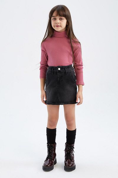 DeFacto Girl's Turtleneck Ribbed Camisole Long Sleeve T-Shirt