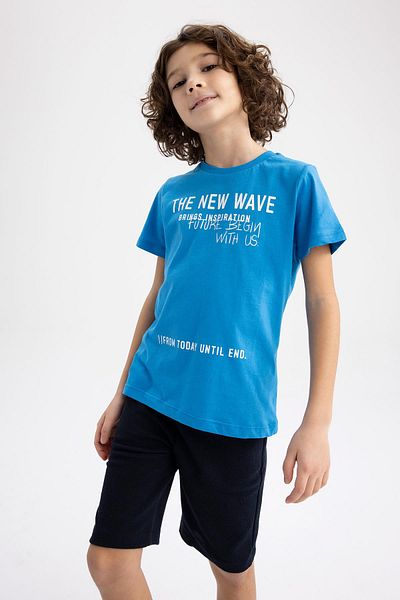 DeFacto Boy's Printed Short Sleeve T-Shirt Shorts Set of 2
