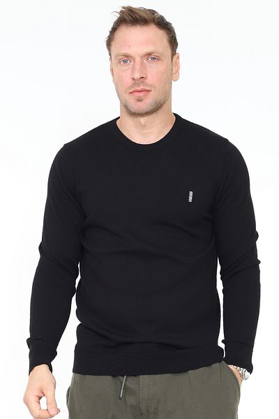 Matte Πλεκτό πουλόβερ Berlin Crew Neck Basic Organic Cotton Μαύρο Πλεκτό