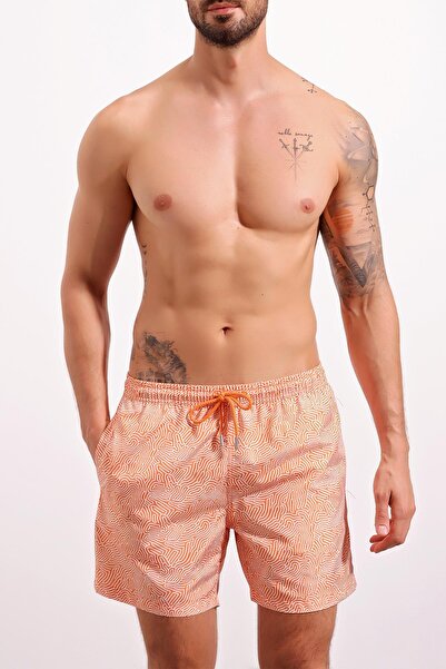 CHUBA Men's Orange Medium Size Patterned Sea Shorts 21s1002tnc