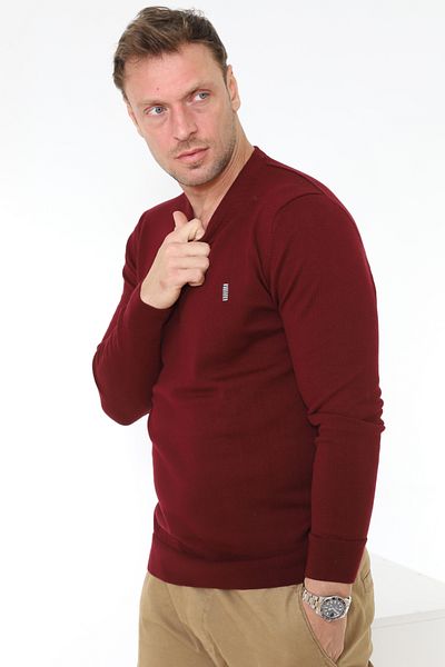 Matte Πλεκτό πουλόβερ Βουργουνδίας - Βερολίνο Crew Neck, Οργανικό Βαμβάκι