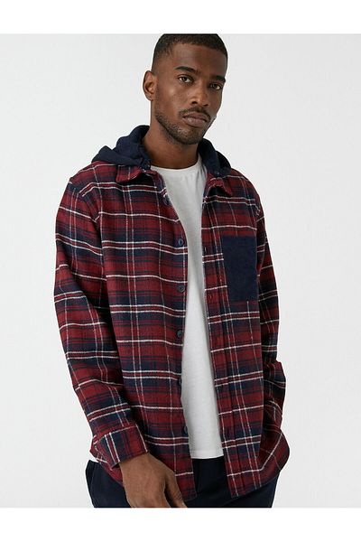 Koton Plaid Lumberjack Shirt with Hooded Pocket Detail