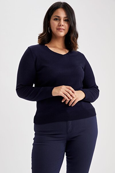 DeFacto Обикновен пуловер с V-образно деколте