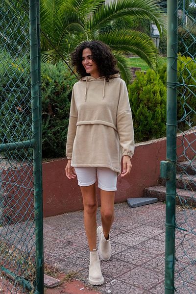 CHUBA Γυναικεία μπεζ κουκούλα Oversize Outdoor Retro Fleece Hoodie 22wk299