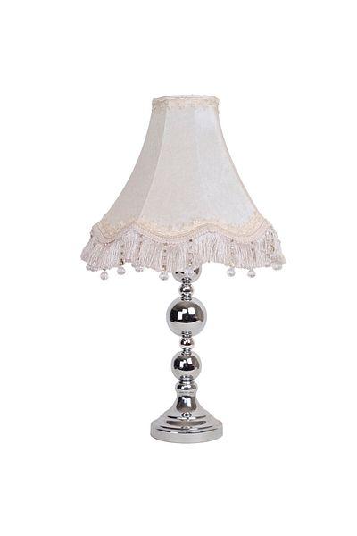 Dekovien Vintage Velvet Ecru Metal Leg - Chrome Plated, Lampshade AB0730