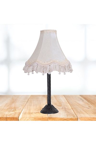 Dekovien Black Metal Vintage Base - Ecru Velvet Covered Lampshade AB0731