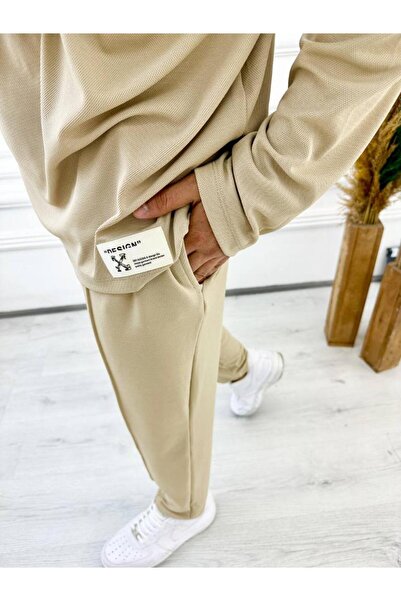 elkumoda Παντελόνι Φούτερ Παντελόνι Φούτερ από φυσικό βαμβακερό ύφασμα