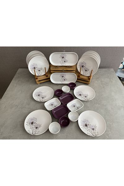 Keramika Set Breakfast Purple Chicory 24 Pieces for 12 People