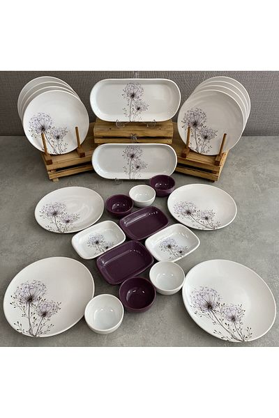Keramika Set Breakfast Purple Chicory 24 Pieces for 12 People