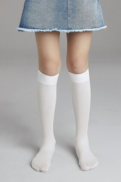 Penti Girl's White Extra Cotton 90 Denier Cotton Knee-Length School Socks 3-P...