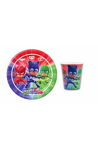 FOKUL مجموعة مستلزمات حفلات أعياد الميلاد للفتيات من Pj Masks Pjmasks Cat Kids Lizard Owl Girl مكونة من 8 قطع