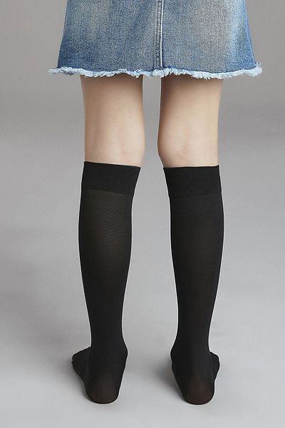 Penti Чорапи за училище до коляното за момичета, черни, 90 Denier, Extra Cotton, 3 чифта