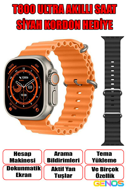 Genos Watch 8 Akıllı Saat T800 Ultra ios (apple) & Android Uyumlu Türkçe Menü...