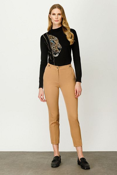 Ekol Pantaloni strâmți cu nasturi de damă 2081 Camel