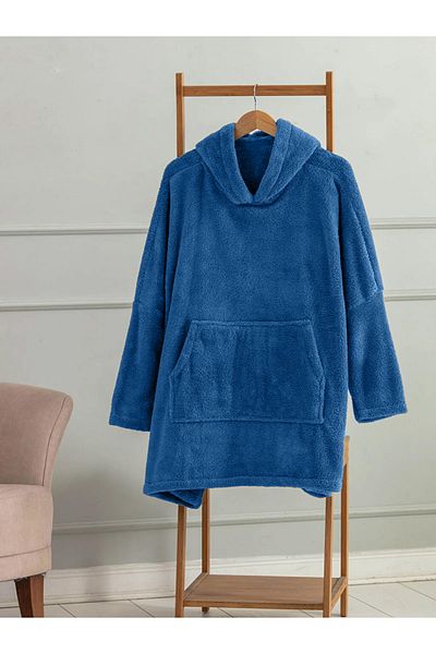 Mulberry Wellsoft Hooded Wearable TV Blanket Unisex Over Size - Indigo