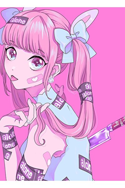 Universal Pastel Goth Yami Kawaii Menhera Roz Estetică Anime Girl Tablo Poste...