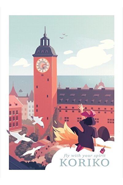 Universal zboară la Koriko! Tablou decorativ din lemn, tip poster