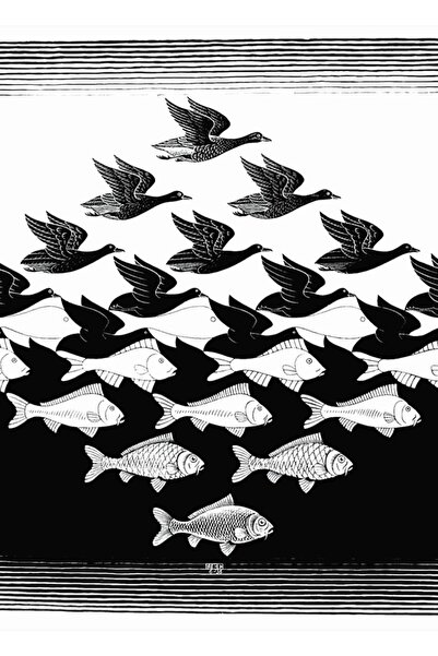 Universal Maurits Cornelis Escher - Cerul și apa 1 Tablou Poster decorativ di...