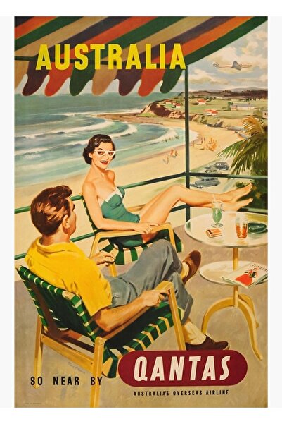 Universal Călătorii - Australia Qantas Poster decorativ din lemn pictat