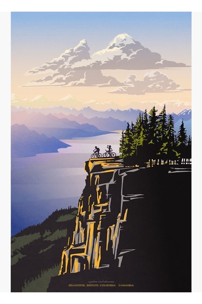Universal Όμορφη ρετρό αφίσα ταξιδιού της Βρετανικής Κολομβίας, ξύλινη διακοσ...
