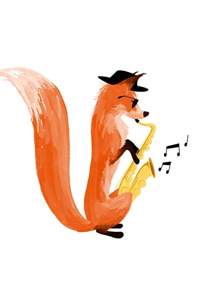 Universal Jazzy Fox Ξύλινη Αφίσα Ζωγραφικής Διακοσμητική