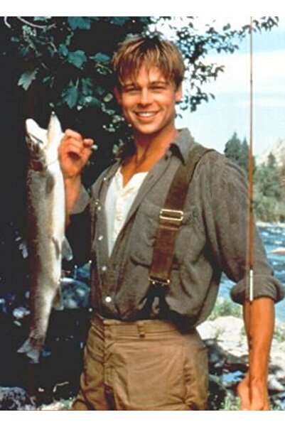 Universal Brad Pitt ținând o undiță, tablou decorativ din lemn, poster decorativ