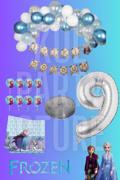 FOKUL Frozen Elsa Anna Karlar Ülkesi Karlar Kraliçesi 9 Yaş Doğum Günü Parti ...