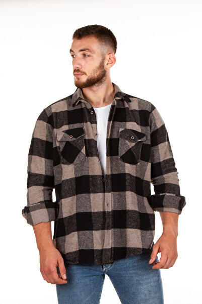 BENESSE Slim Fit Dama Desen Unisex Oduncu Gömleği