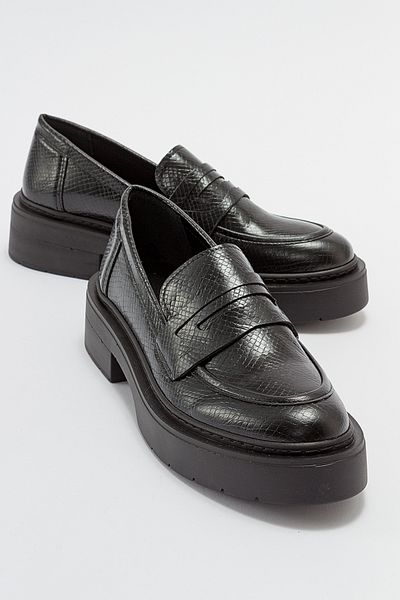 LuviShoes Чорні жіночі мокасини з візерунком NONTE