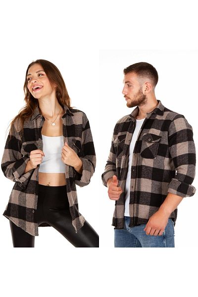BENESSE Πουκάμισο ξυλοκόπο Unisex με μοτίβο σκακιέρας με λεπτή εφαρμογή