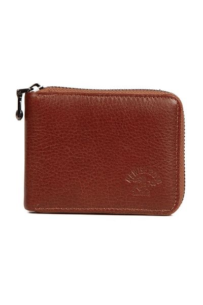 Newish Polo Мъжки портфейл, кожен портфейл с цип и отделение за пари, черен (дължина: 8,5 ширина: 11)