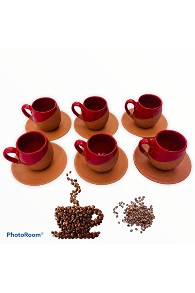 MissKapadokya Tombul Kırmızı Toprak Fincan Takımı