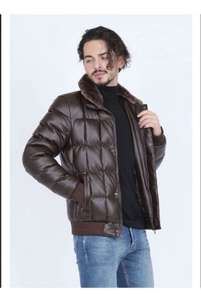 Brango Men's Leather Comfortable Cut Coat