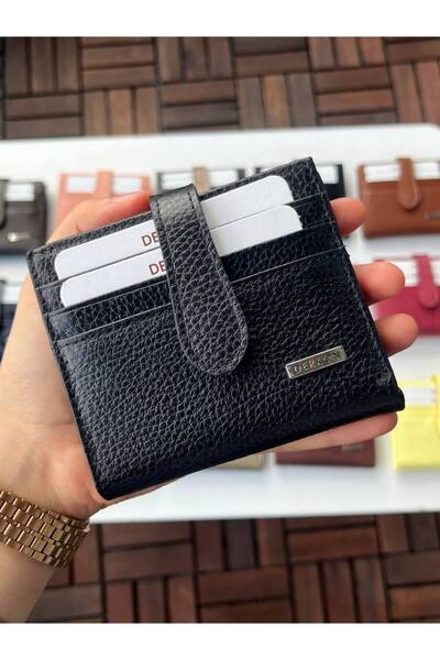 DERKON محفظة جلدية أصلية بتصميم جديد UFAK باللون الأسود