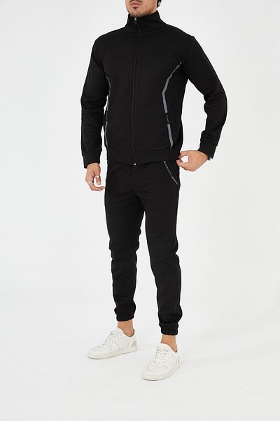 3MODA Ανδρικό Σετ αθλητικής φόρμας με στάμπα από καουτσούκ με ψηλό γιακά