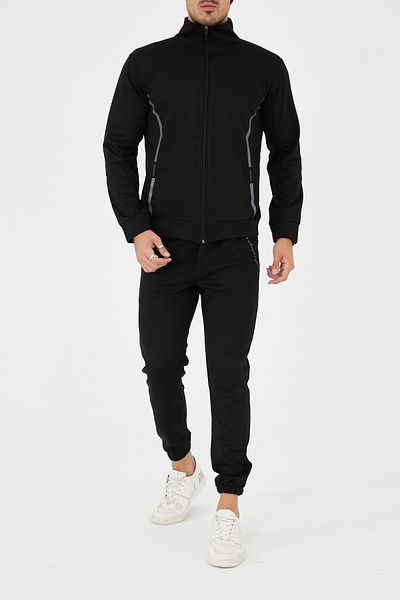 3MODA Ανδρικό Σετ αθλητικής φόρμας με στάμπα από καουτσούκ με ψηλό γιακά