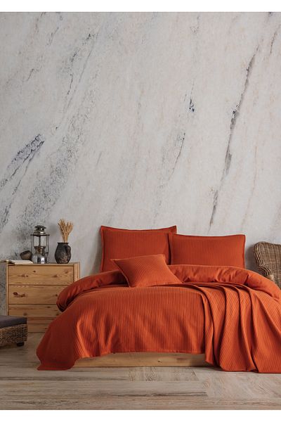 Lief Home 100% Cotton Knitted Patterned Multi-Purpose Bedspread| 240x230