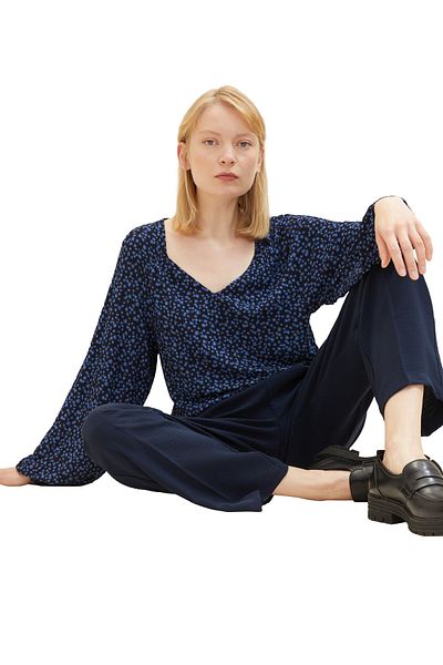 Tom Tailor Denim Футболки жіночі Дівчата темно-сині з квітковим принтом
