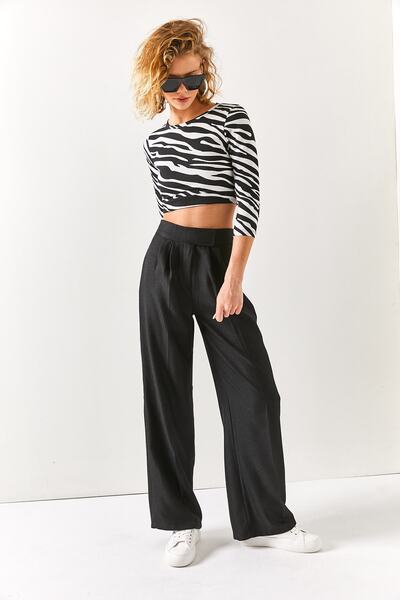 Olalook Women's Black Velcro Waist High Waist Winter Pants PNT-19000241