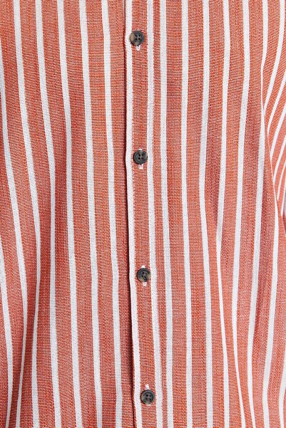 Trendyol Collection Cotton Slim Fit Striped Tile Shirt - TMNAW23GO00164