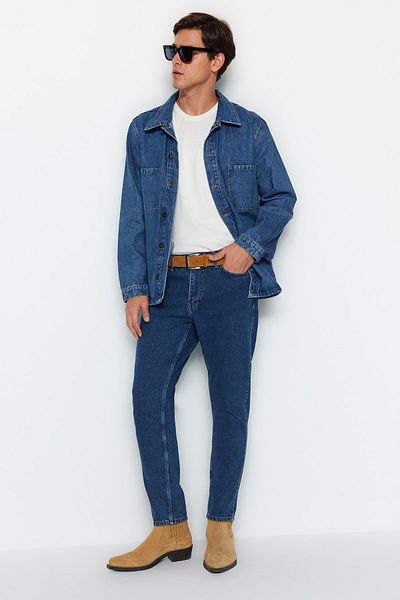 Trendyol Collection Blaue Relax-Fit-Boyfriend-Jeans Jeans TMNAW23JE00043