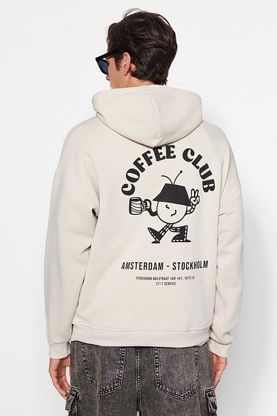 Trendyol Collection Übergroßes, flauschiges Fleece-Sweatshirt mit Aufdruck - TMNAW24sw00105
