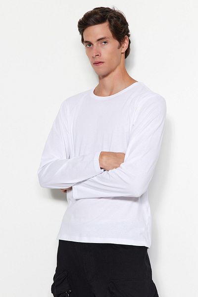 Trendyol Collection 2 csomagos fekete-fehér 100% pamut hosszú ujjú pólók - normál szabású TMNAW24TS00001
