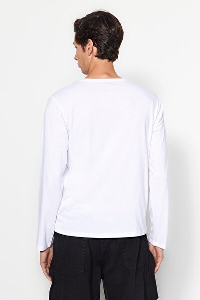 Trendyol Collection 2-Pack Black and White 100% Cotton Long Sleeve T-Shirts - Regular Fit TMNAW24TS00001