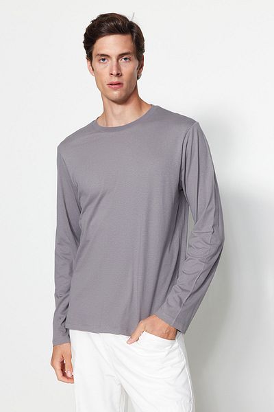 Trendyol Collection Μπλουζάκι από ύφασμα ανθρακί-γκρι-λευκό κανονικό/κανονικό κόψιμο 3 συσκευασιών 100% βαμβακερό ύφασμα TMNAW21TS0197
