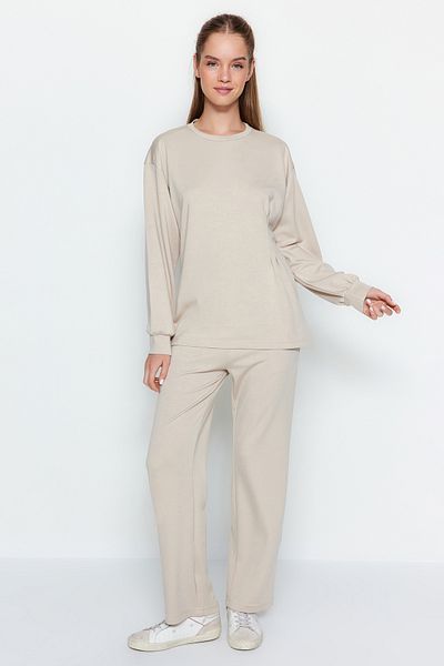 Trendyol Modest Stone Cotton Tunic-Pants Knitted Top and Bottom Set TCTAW24US00069