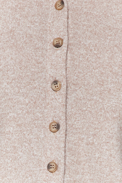Trendyol Collection Beige Button Detailed Shirt Collar Soft Knitted 2-Piece Undershirt-Cardigan Set TWOAW24HI00375