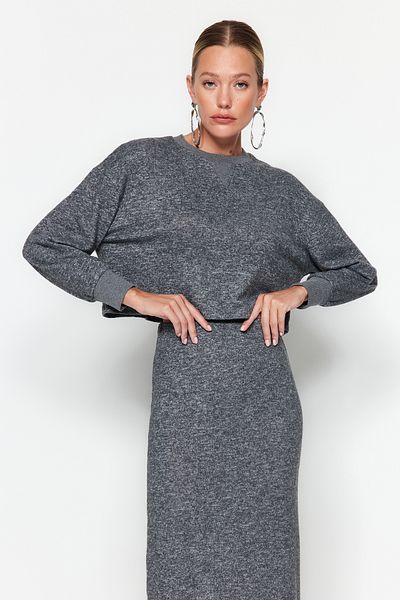 Trendyol Collection Anthracite Soft Fabric Knitted Top and Bottom Set TWOAW24AU00071
